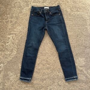 LOFT Women’s Frayed dark denim skinny jeans